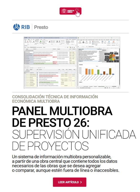 Panel Multiobra de Presto 26: supervisión unificada de proyectos